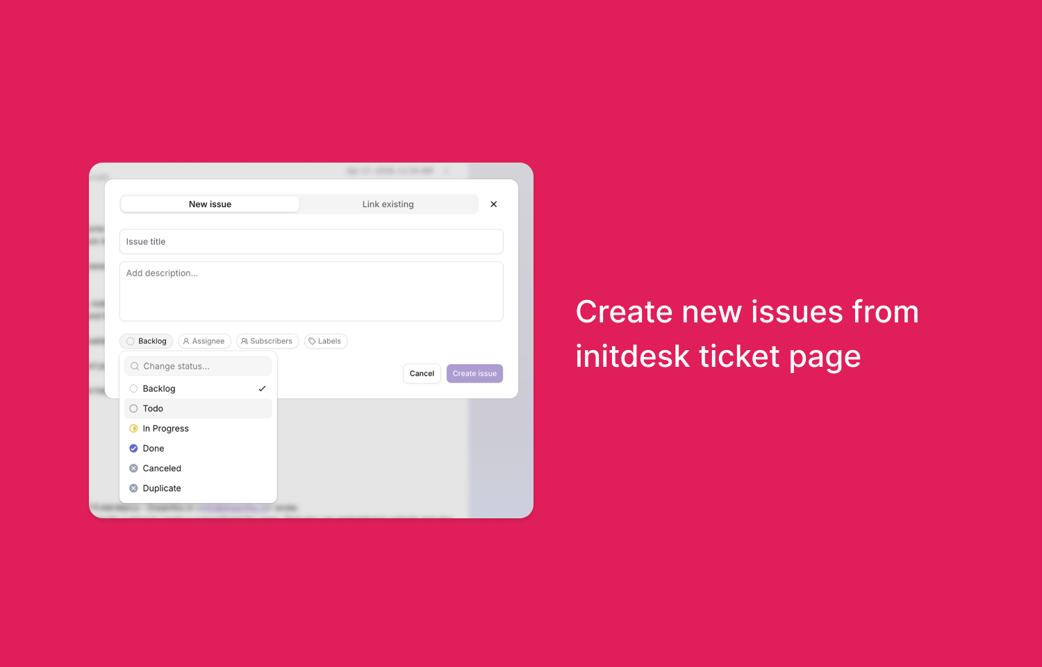 creating new issues from initdesk tickets