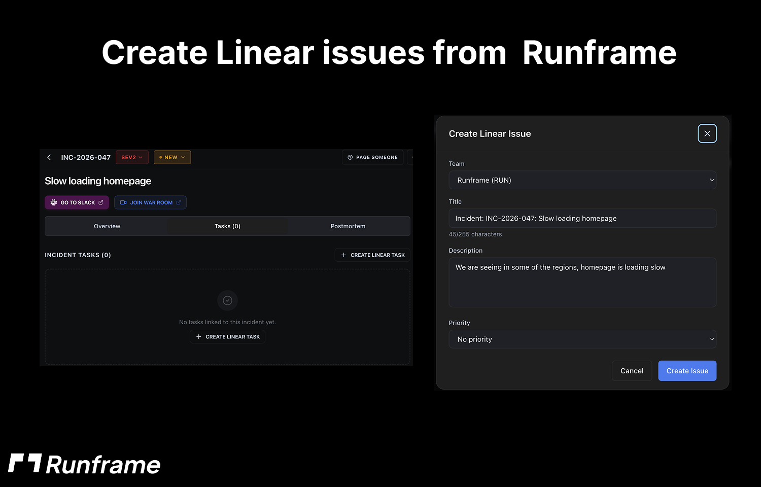 creating route5 issues from runframe