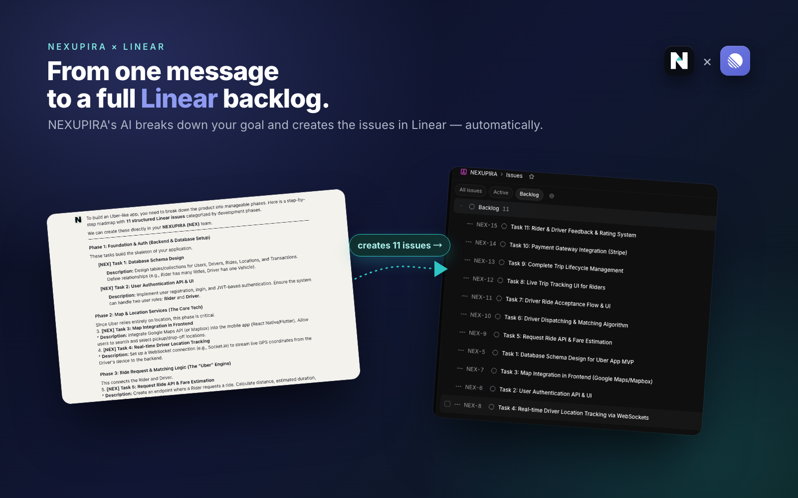 creating issues from nexupira