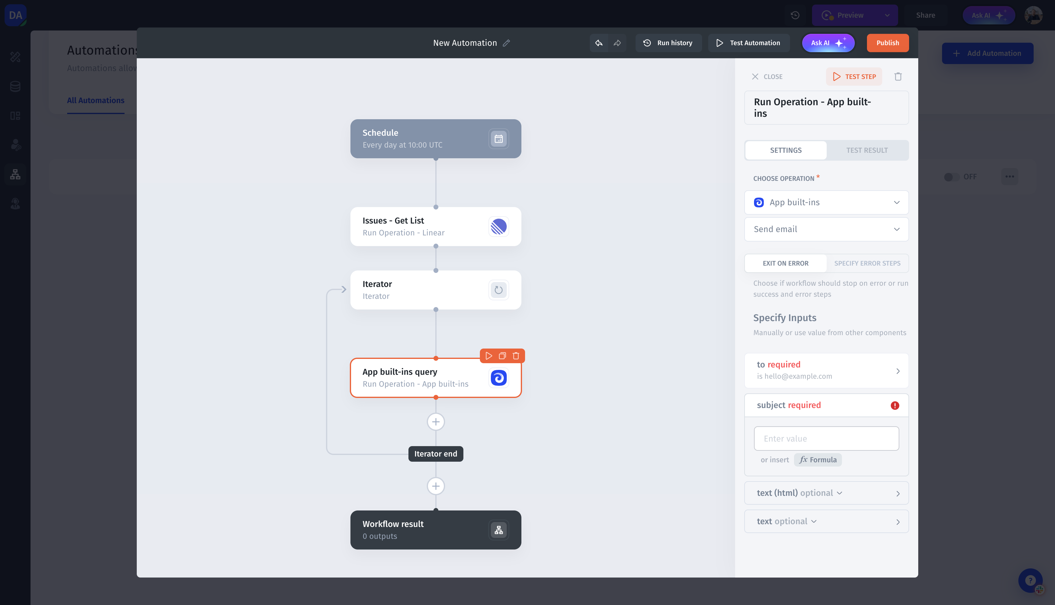 Creating automations and connect to Route5 on Jet Admin