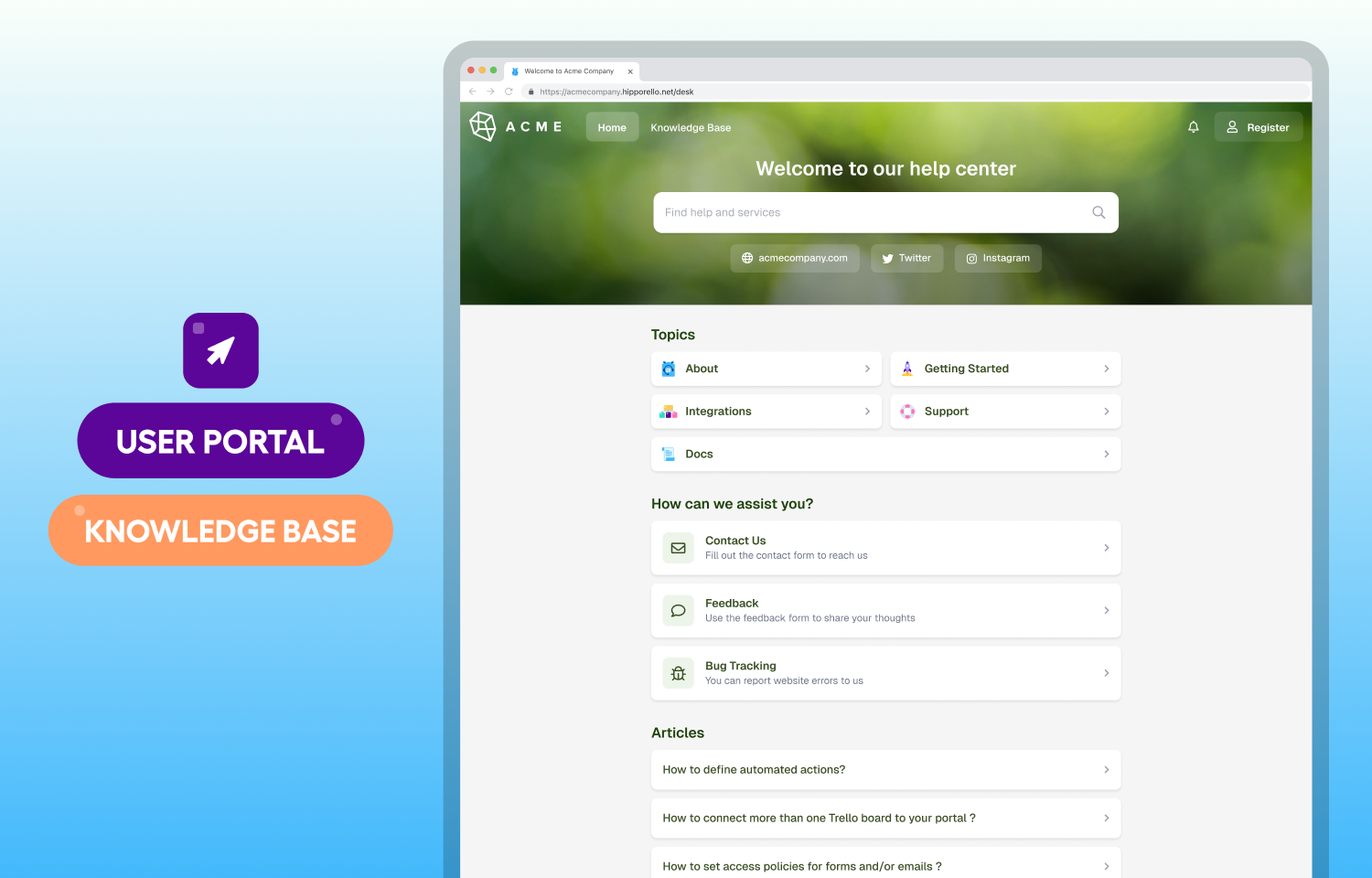 user portal in hipporella