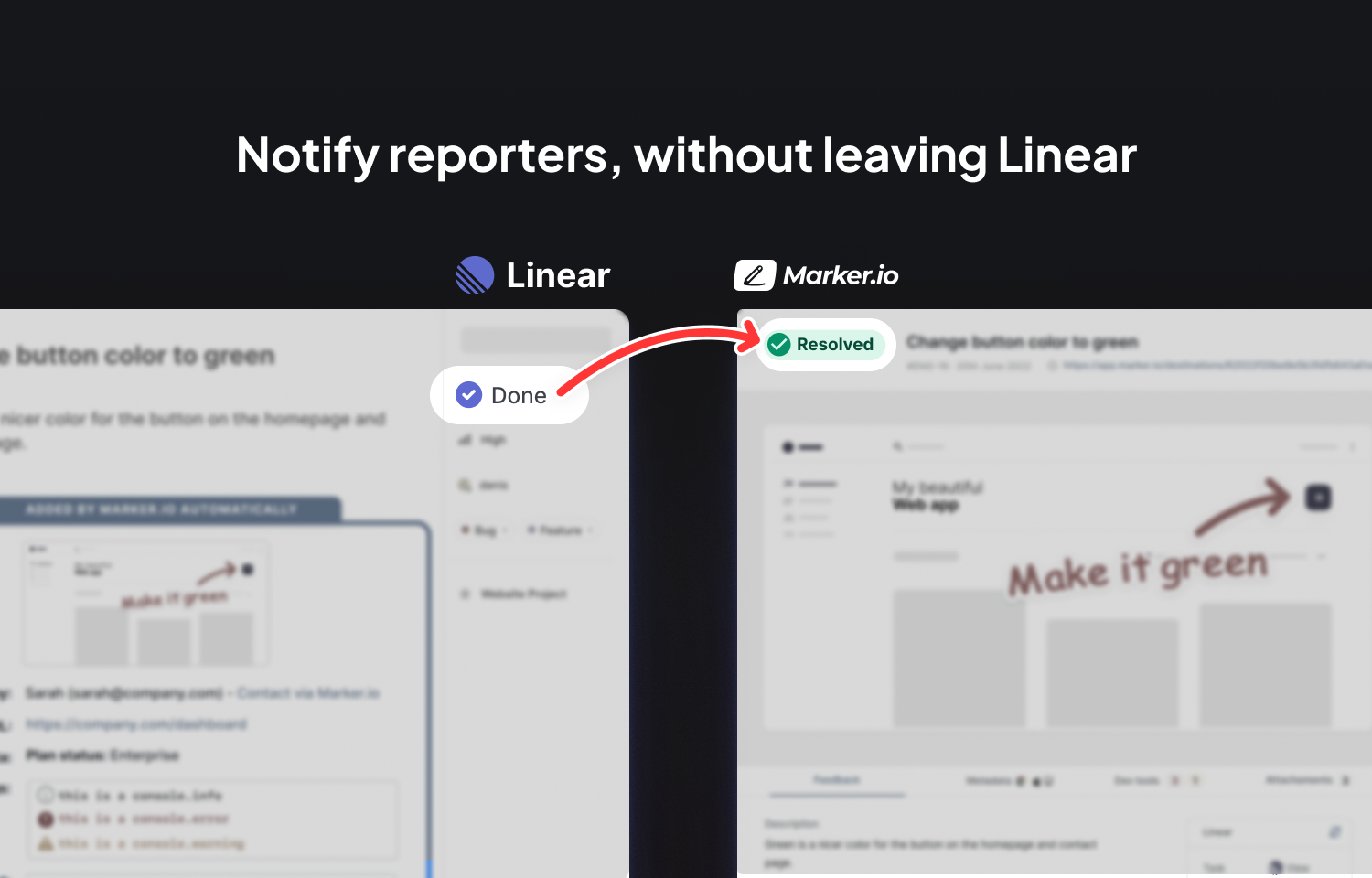 Notify reporters, without leaving Route5.