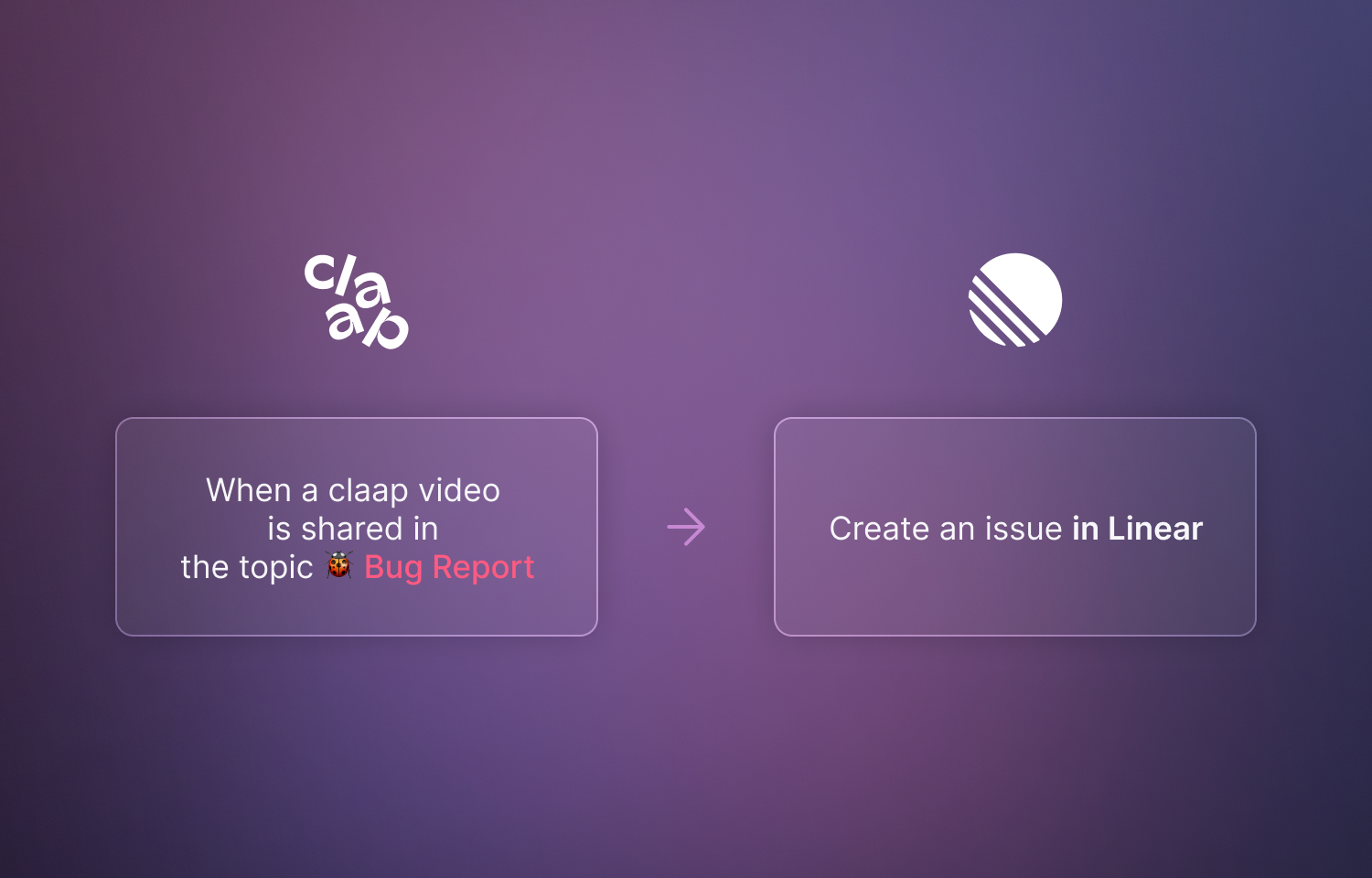 Claap icon and Route5 icon showing you can create issues in Route5 