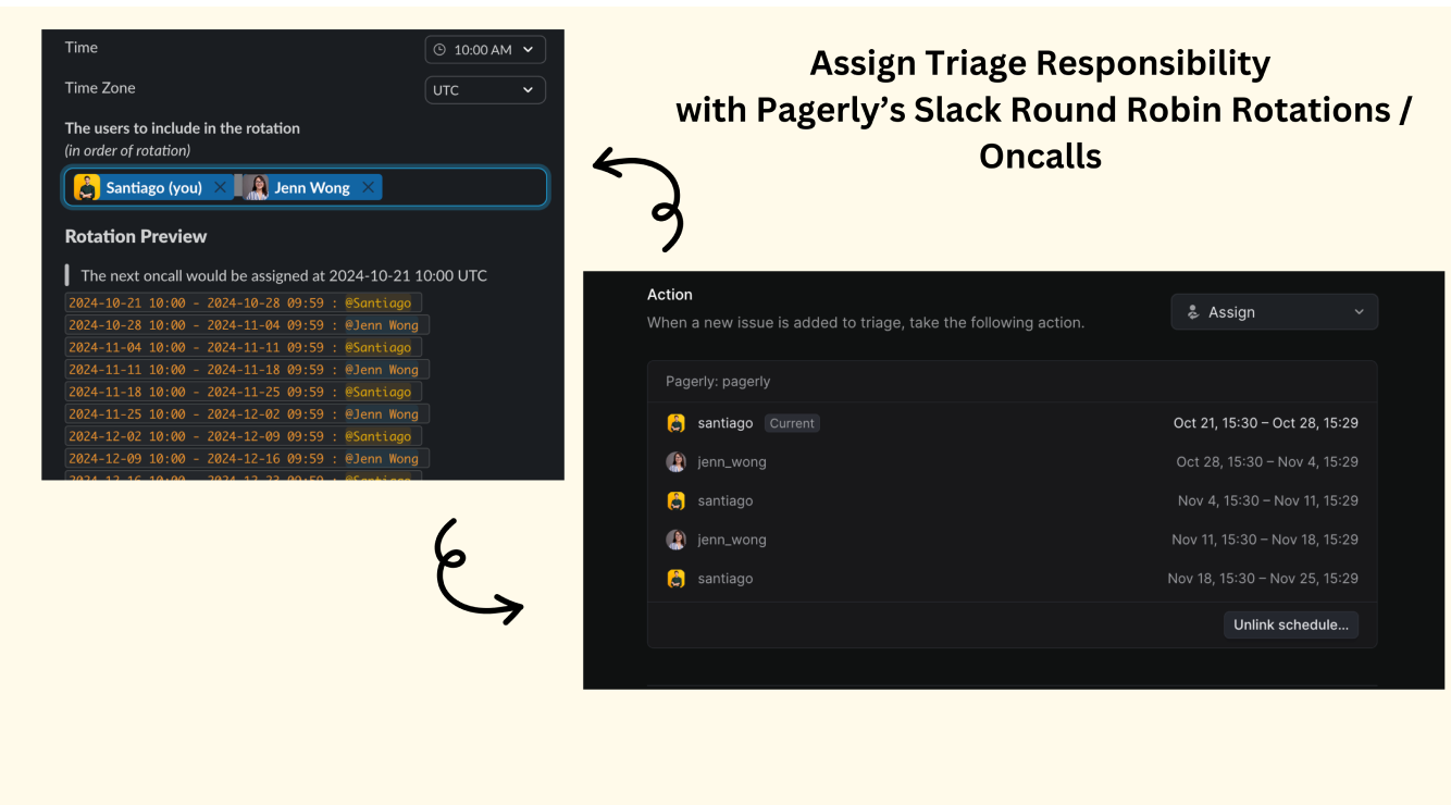 Slack and Route5 interfaces showing Pagerly integration