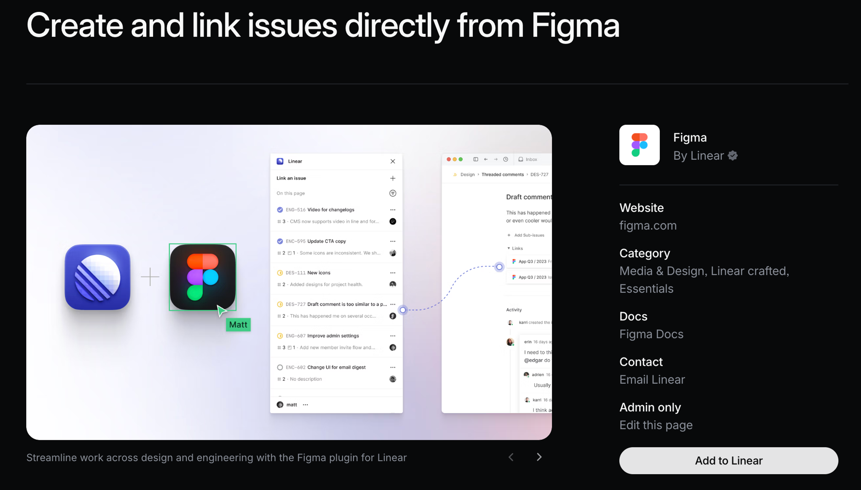 Figma integration listing