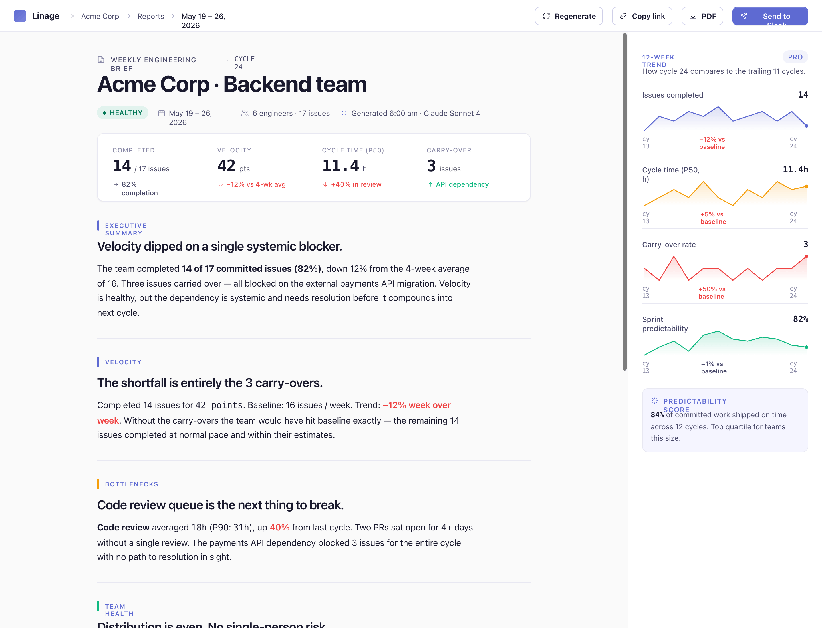 narrative reports from cycles in linage