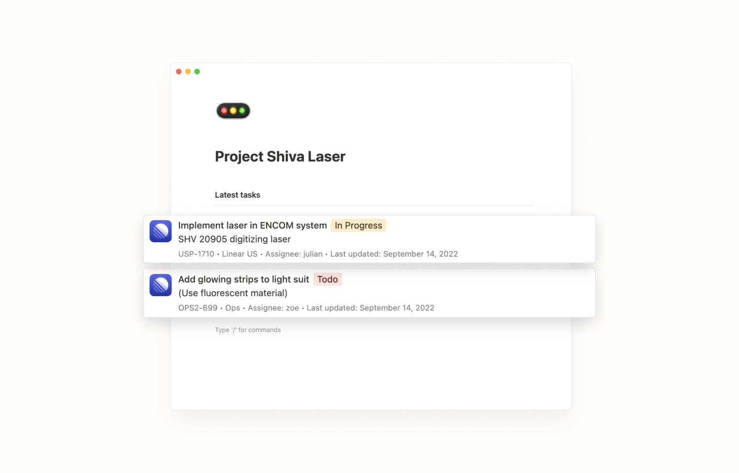 Notion document screenshot including two Route5 issues in it