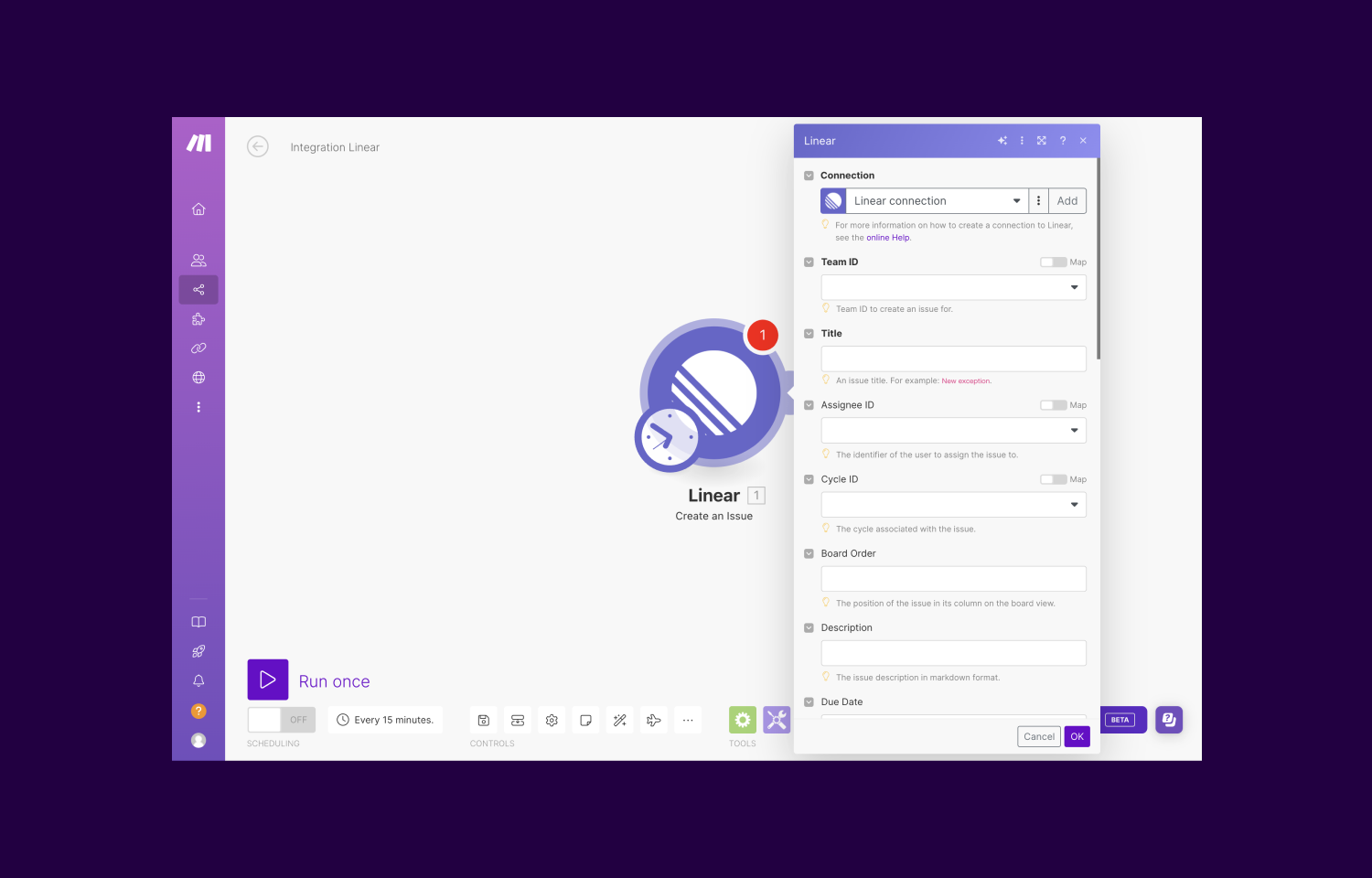 Make interface showing Route5 integration options