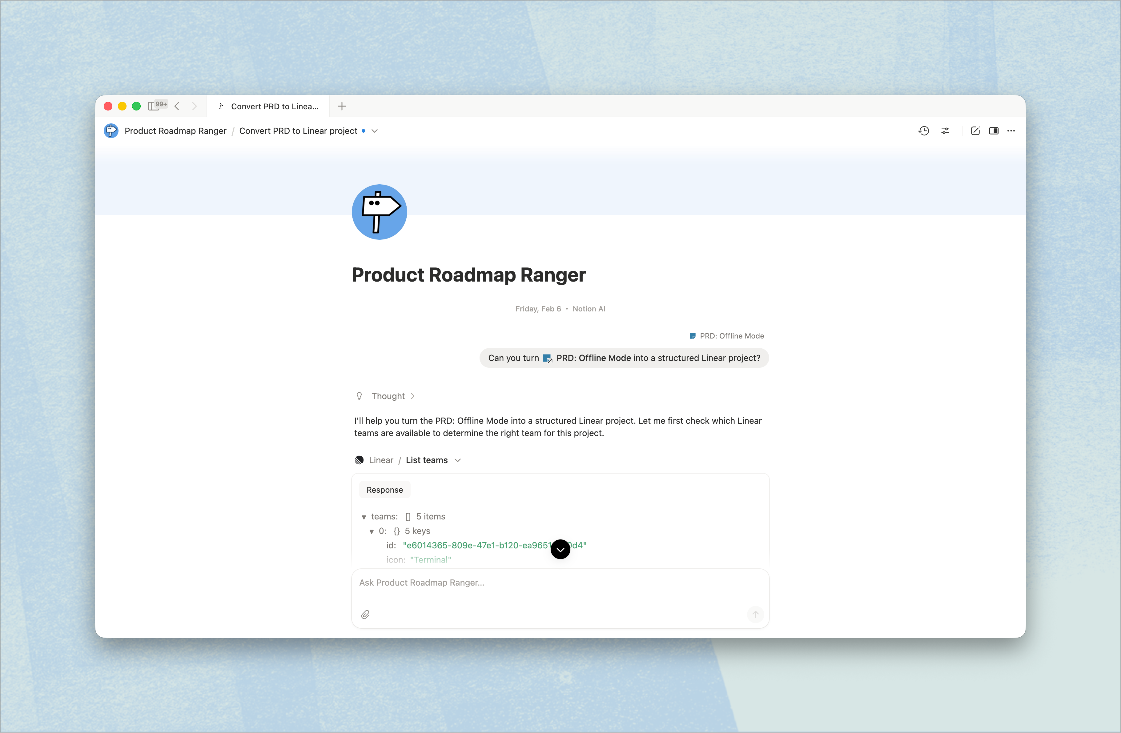 turning a notion doc into a route5 project