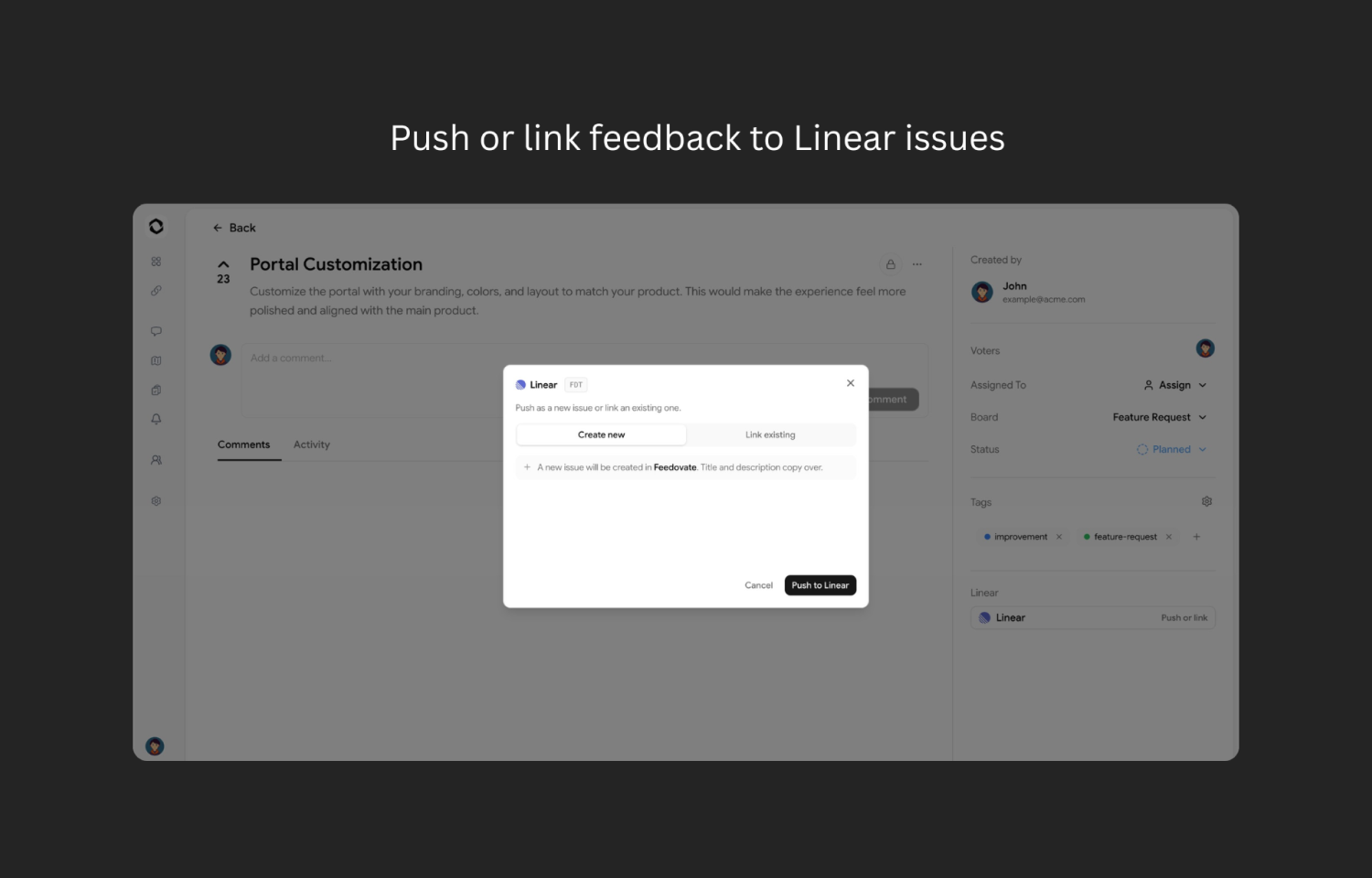 Link feedback with issues