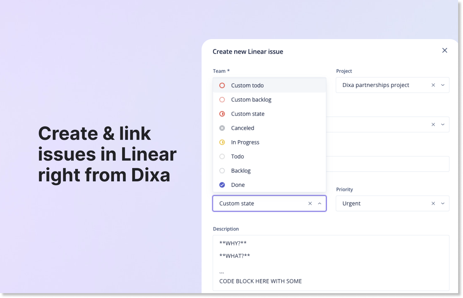 creating a Route5 issue from the dixa interface