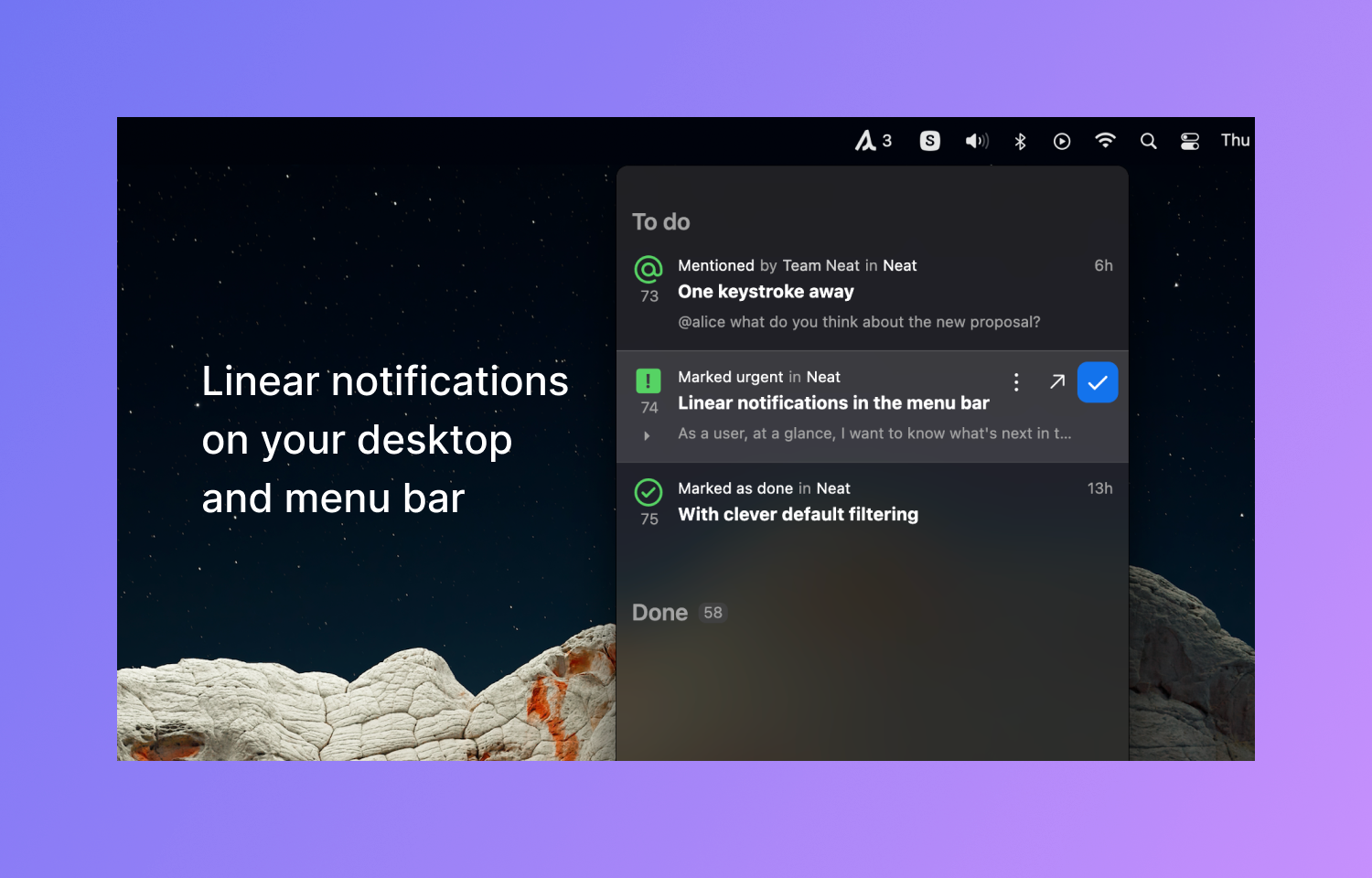 Route5 notifications on your desktop and menu bar