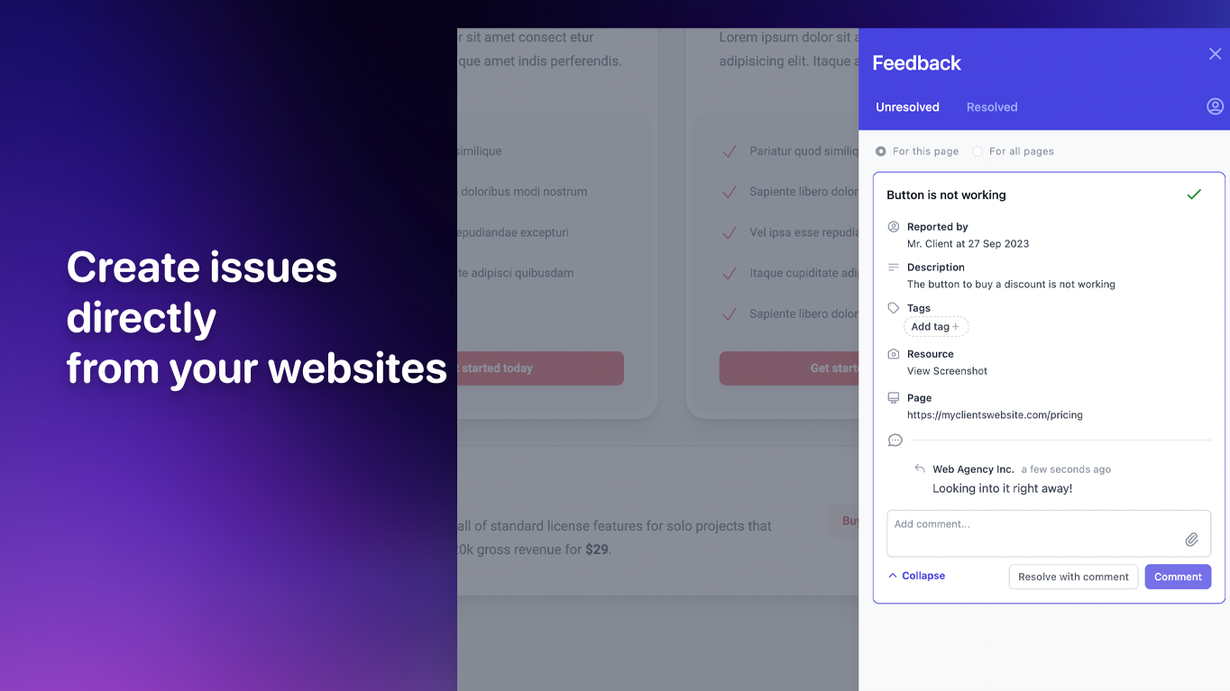 Issue creation modal