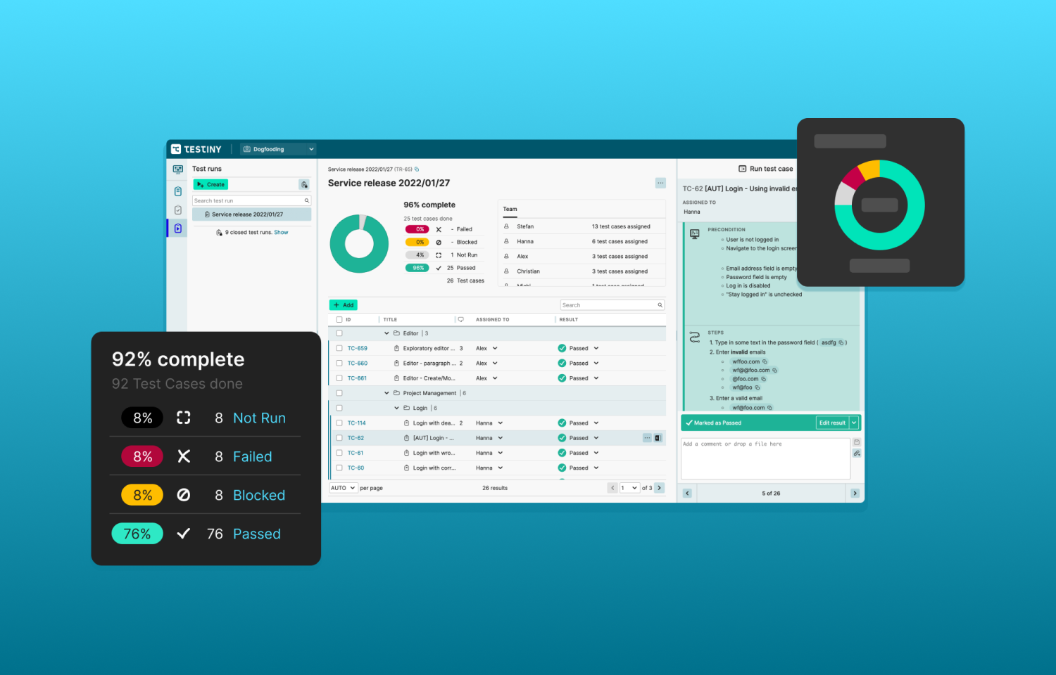 Testiny interface