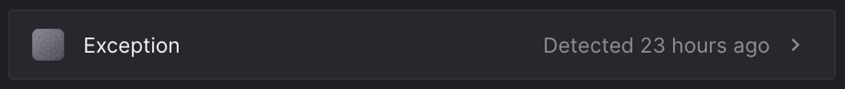 A Route5 attachment with title "Exception" and date formatting that says "Detected 23 hours ago".