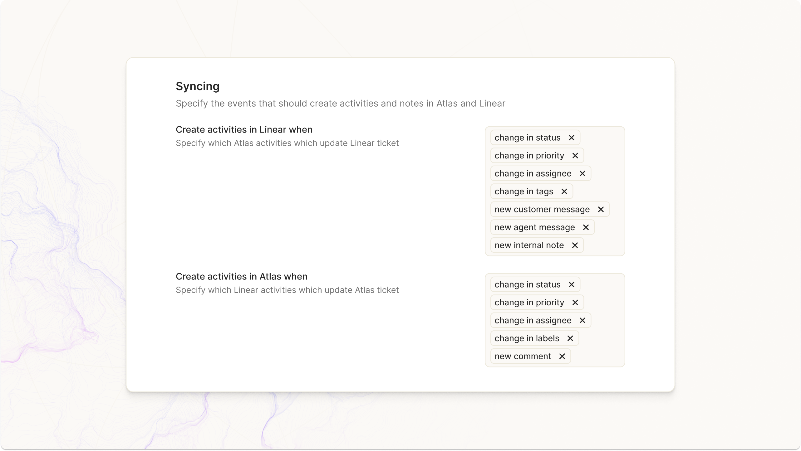 Atlas Support interface showing linked Route5 issue updates