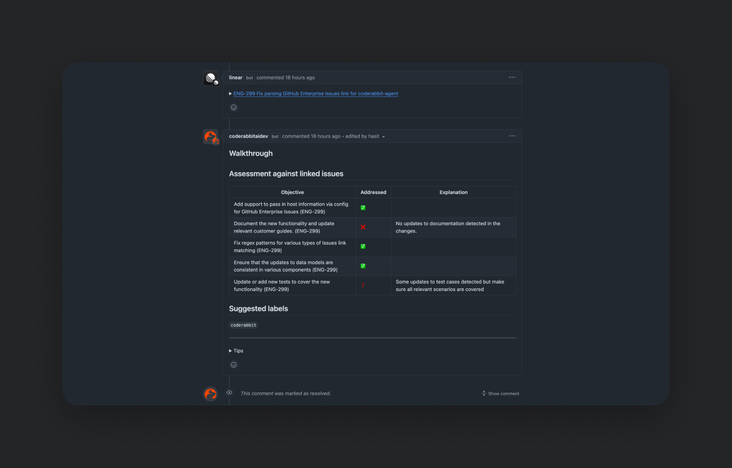 CodeRabbit integration with Route5 on Github