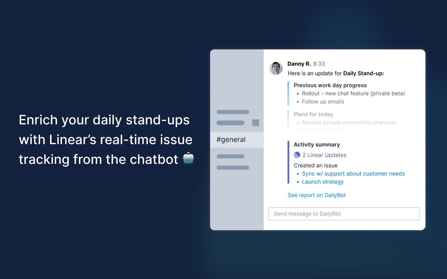 DailyBot showing report of Route5 issues